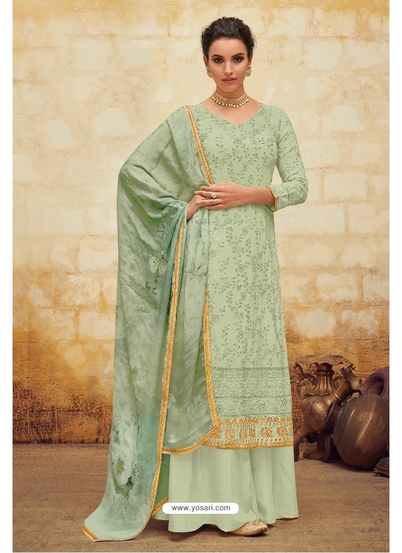 Buy Green Faux Georgette Latest Palazzo Suit | Palazzo Salwar Suits
