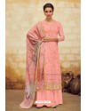 Peach Faux Georgette Latest Palazzo Suit