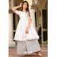 White Pure Muslin Printed Readymade Kurti With Palazzo