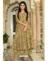 Yellow Pure Muslin Printed Readymade Kurti With Palazzo