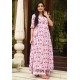 White And Pink Pure Muslin Printed Readymade Kurti With Palazzo