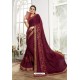 Maroon Embroidered Designer Party Wear Saree