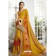 Mustard Embroidered Designer Party Wear Saree