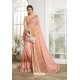 Peach Embroidered Designer Party Wear Saree