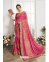 Hot Pink Embroidered Designer Party Wear Saree