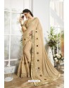 Light Beige Embroidered Designer Party Wear Saree