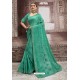 Aqua Mint Chiffon Embroidered Party Wear Saree