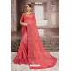 Peach Chiffon Embroidered Party Wear Saree