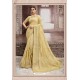 Gold Chiffon Embroidered Party Wear Saree