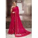 Rose Red Chiffon Embroidered Party Wear Saree