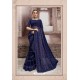 Navy Blue Chiffon Embroidered Party Wear Saree