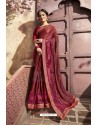 Maroon Party Wear Embroidered Saree