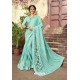 Sky Blue Party Wear Embroidered Saree