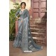 Grey Party Wear Embroidered Saree