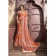 Orange Party Wear Embroidered Saree