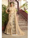 Golden Party Wear Embroidered Saree