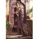 Purple And Golden Party Wear Embroidered Saree