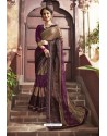 Purple And Golden Party Wear Embroidered Saree