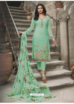 Jade Green Royal Crepe Embroidered Straight Suit