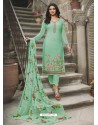 Jade Green Royal Crepe Embroidered Straight Suit