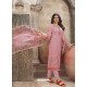 Pink Royal Crepe Embroidered Straight Suit