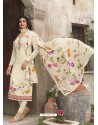 Cream Royal Crepe Embroidered Straight Suit