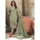 Green Royal Crepe Embroidered Straight Suit