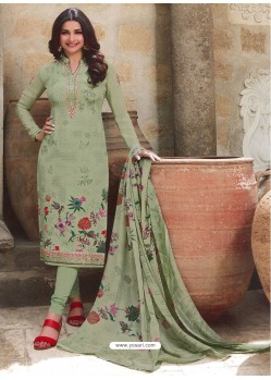 Green Royal Crepe Embroidered Straight Suit