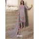 Grey Royal Crepe Embroidered Straight Suit