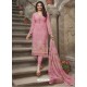 Light Pink Royal Crepe Embroidered Straight Suit