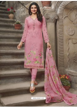 Light Pink Royal Crepe Embroidered Straight Suit