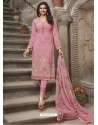 Light Pink Royal Crepe Embroidered Straight Suit