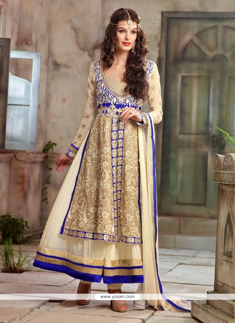 Off White And Cream Georgette Anarkali Suits