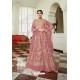 Peach Butterfly Net Designer Embroidered Anarkali Suit