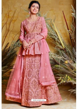 Light Pink Heavy Net With Pure Silk Embroidered Designer Suit