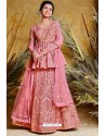 Light Pink Heavy Net With Pure Silk Embroidered Designer Suit