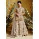 Beige Heavy Net With Pure Silk Embroidered Designer Suit