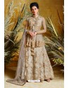 Beige Heavy Net With Pure Silk Embroidered Designer Suit