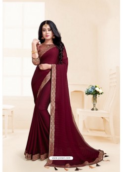 Maroon Global Fabric Party Wear Saree