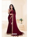 Maroon Global Fabric Party Wear Saree