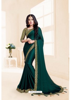 Dark Green Global Fabric Party Wear Saree