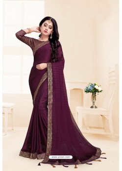 Deep Wine Global Fabric Party Wear Saree