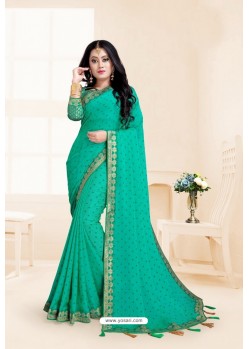 Jade Green Thousand Butti Party Wear Saree