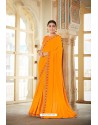 Orange Bamberg Georgette Embroidered Designer Saree