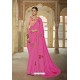 Hot Pink Bamberg Georgette Embroidered Designer Saree