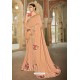 Beige Bamberg Georgette Embroidered Designer Saree