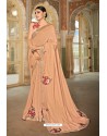 Beige Bamberg Georgette Embroidered Designer Saree