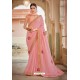 Peach Bamberg Georgette Embroidered Designer Saree