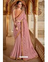 Dusty Pink Bamberg Georgette Embroidered Designer Saree