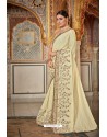 Cream Bamberg Georgette Embroidered Designer Saree